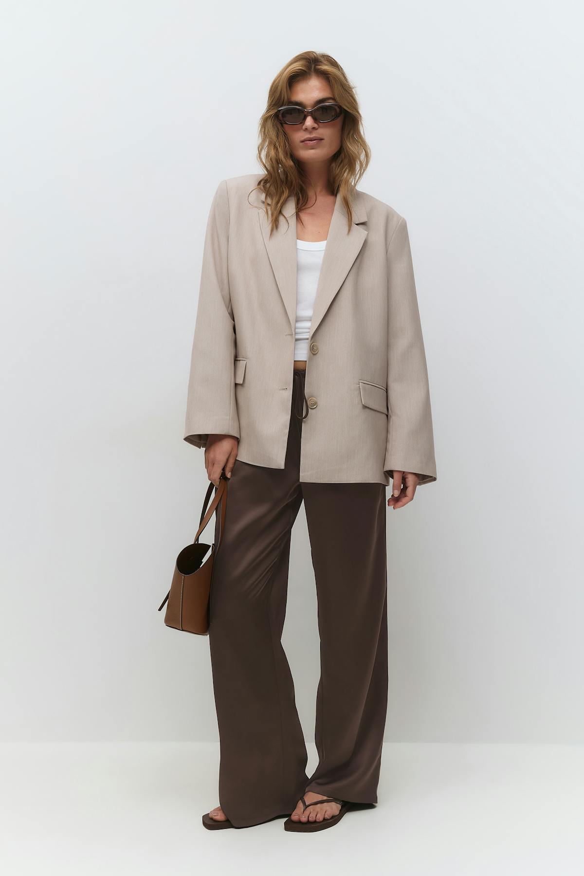 Drawstring satin trousers