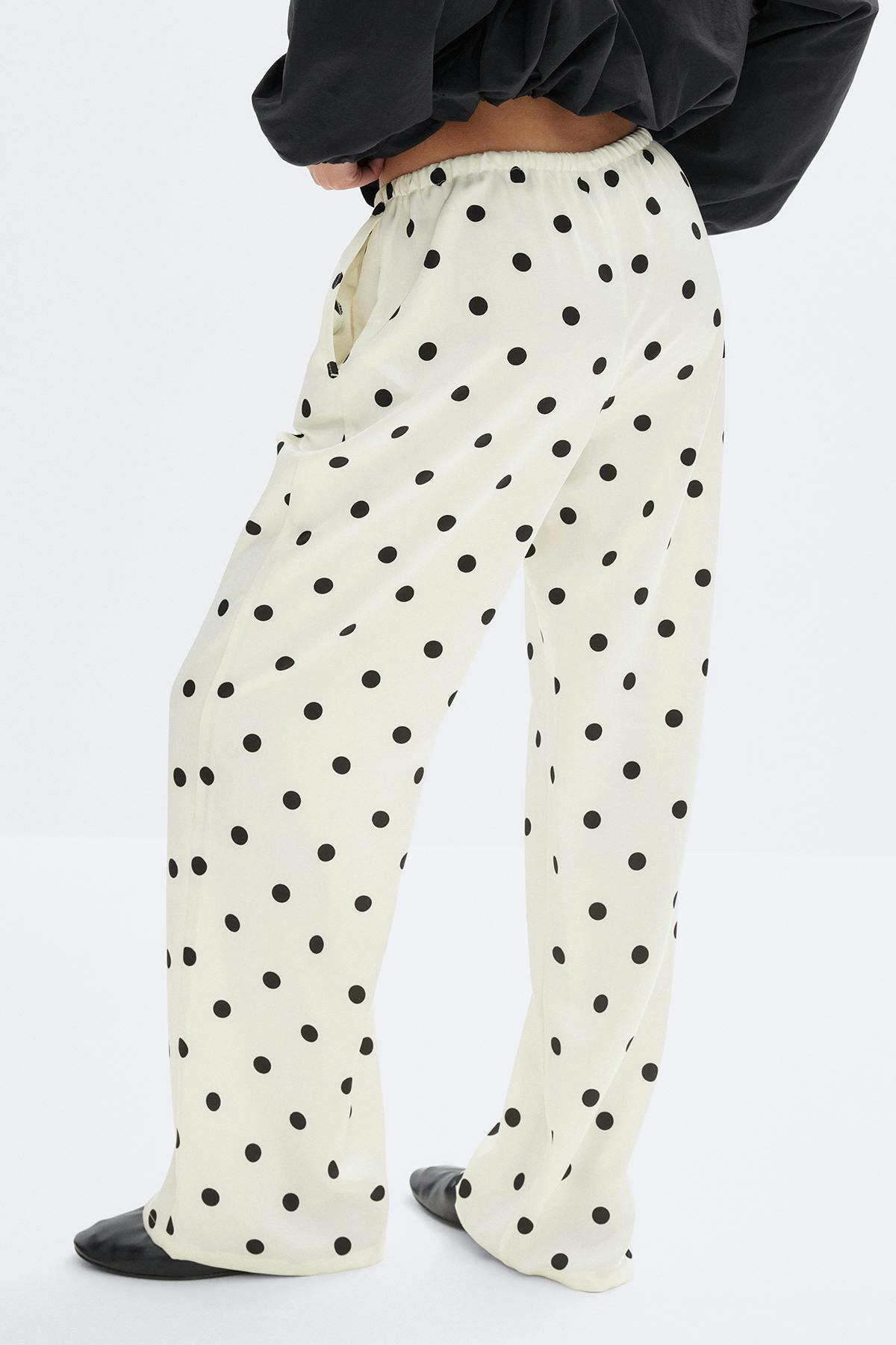 Tall drawstring satin trousers
