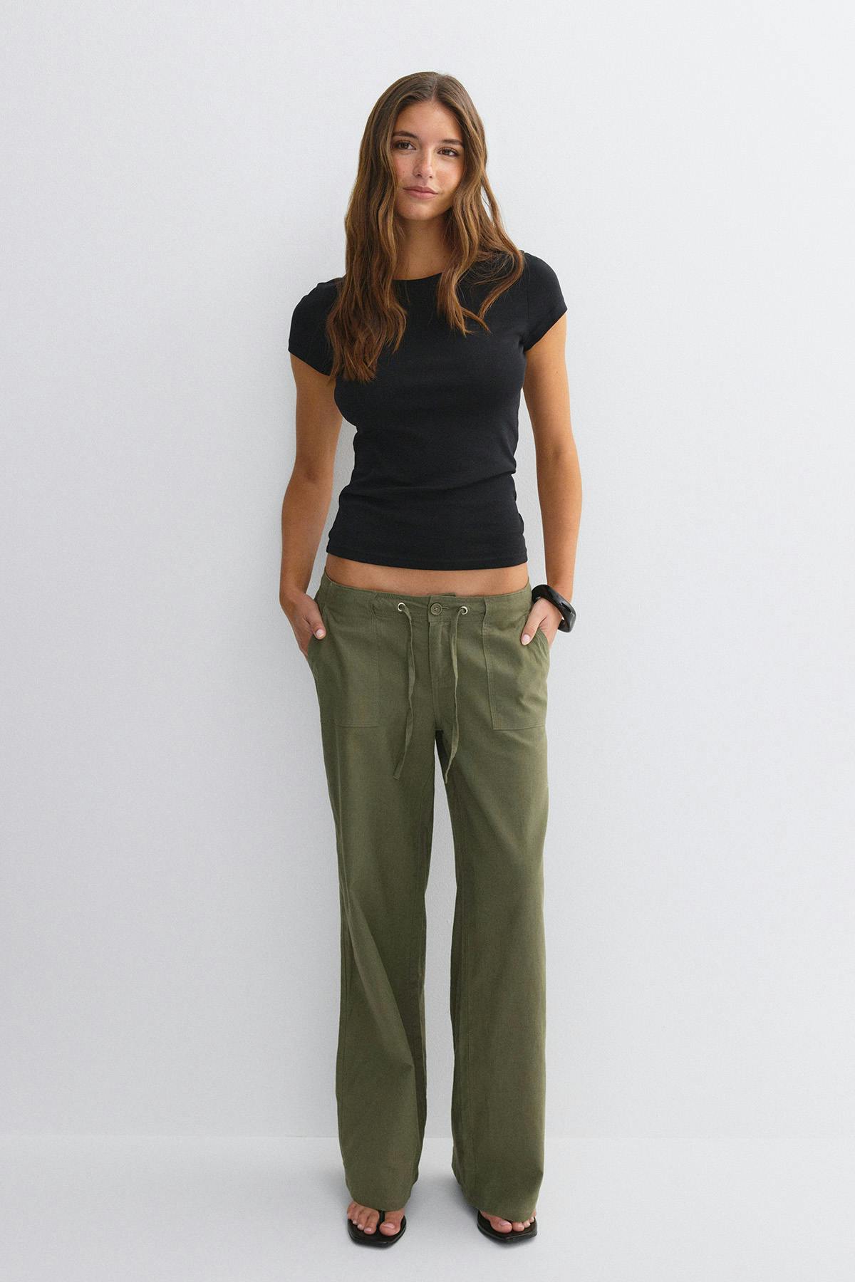 Linen blend trousers
