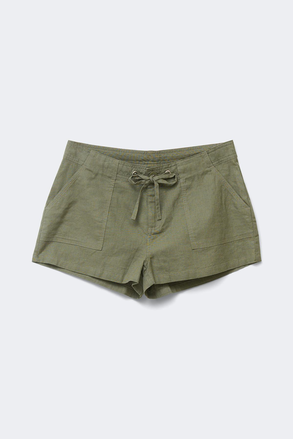Linen blend mini cargo shorts