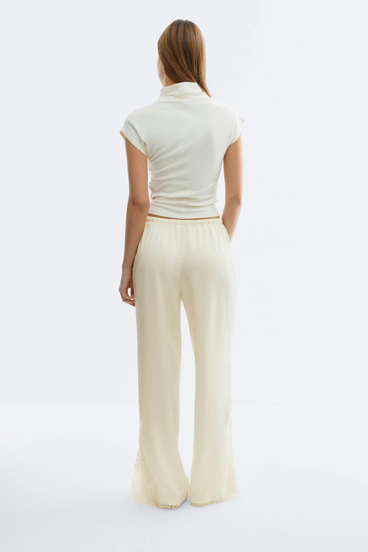 Satin lace trousers