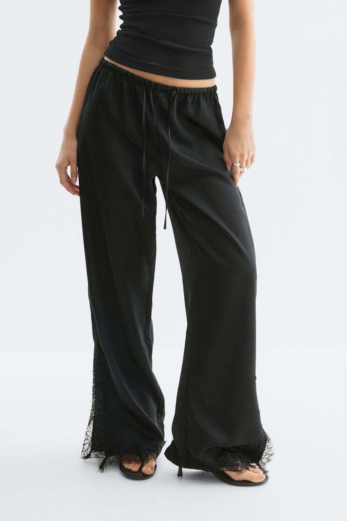 Satin lace trousers