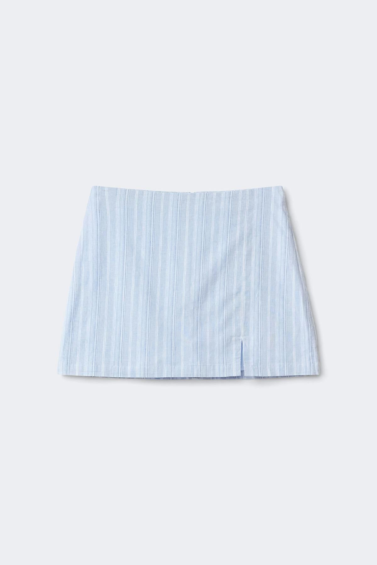 Linen blend mini skirt