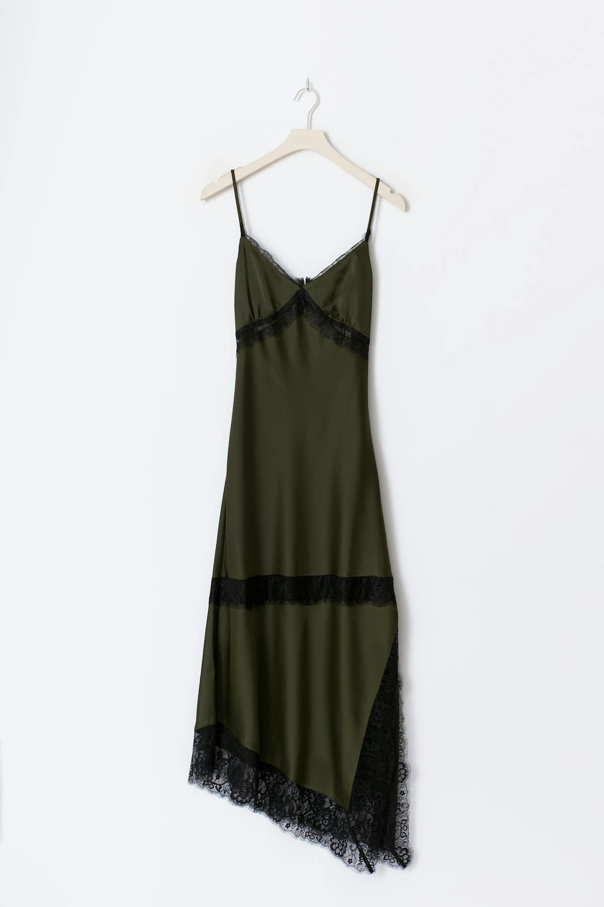 Satin lace midi dress