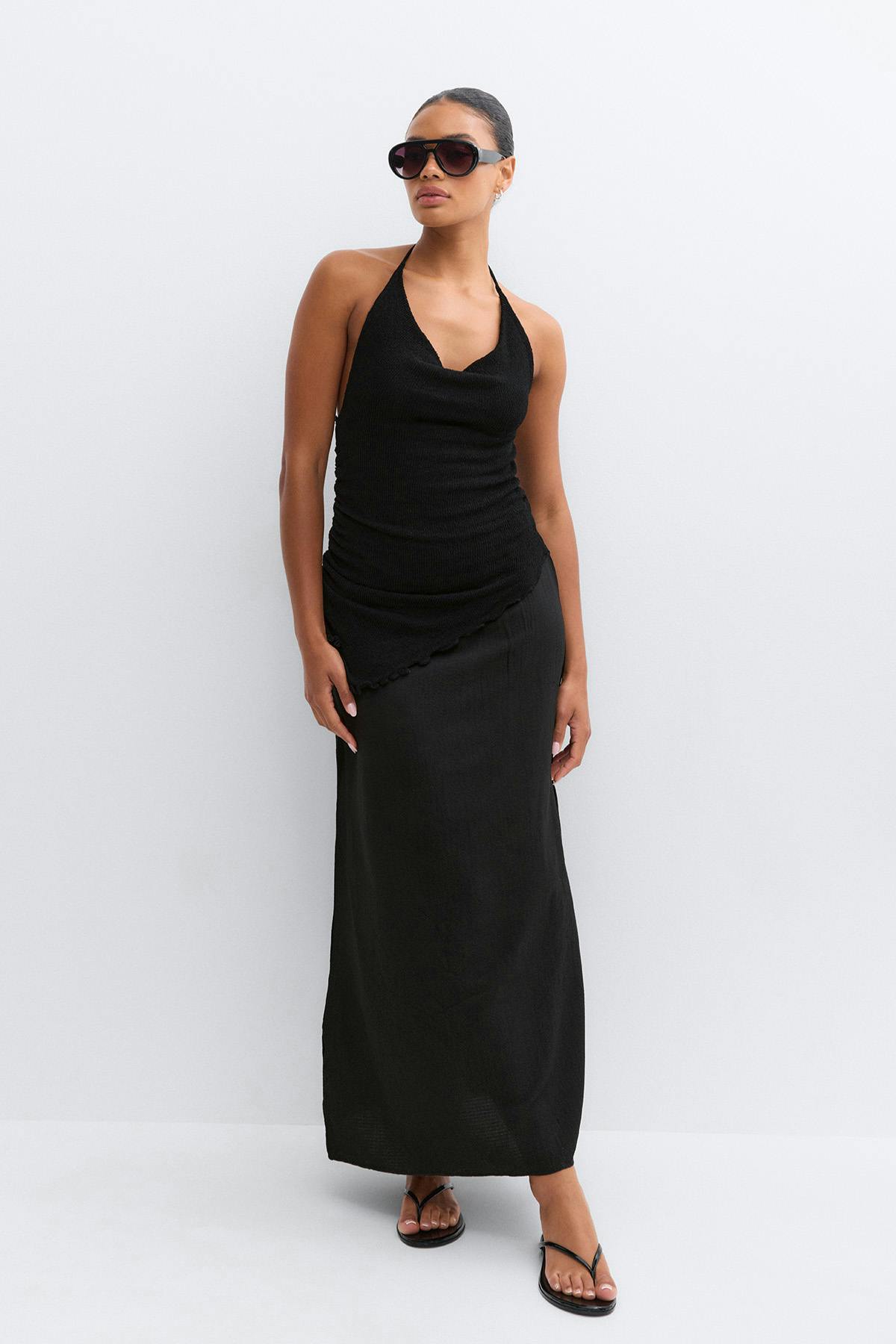 Halterneck knitted dress