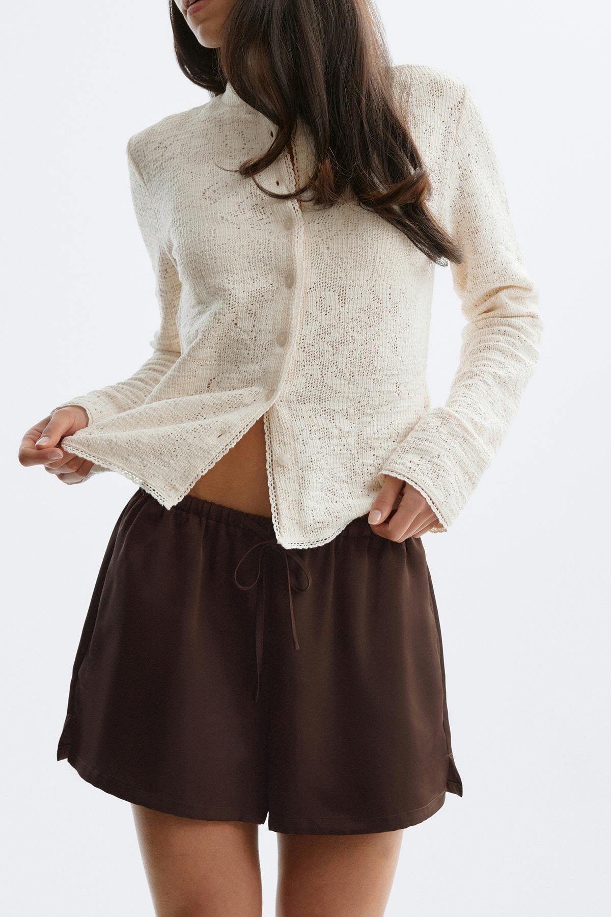 Satin drawstring shorts