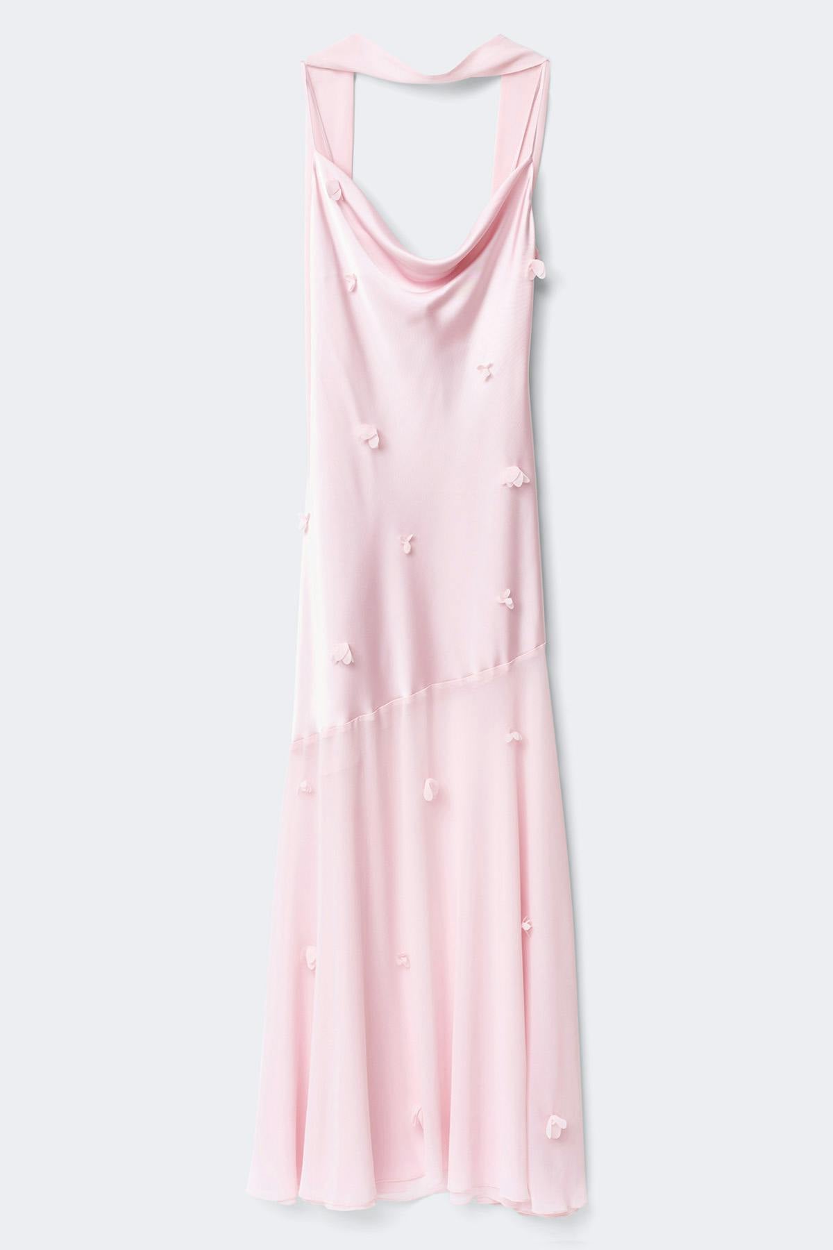 Floral maxi cowlneck dress