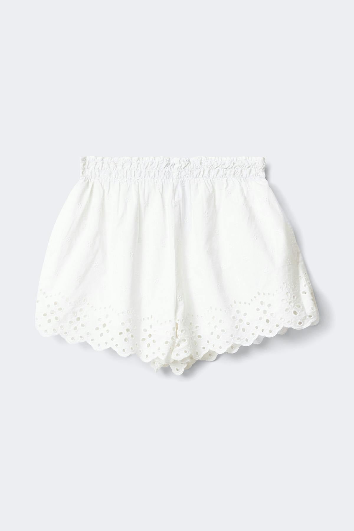 Drawstring embroidery shorts