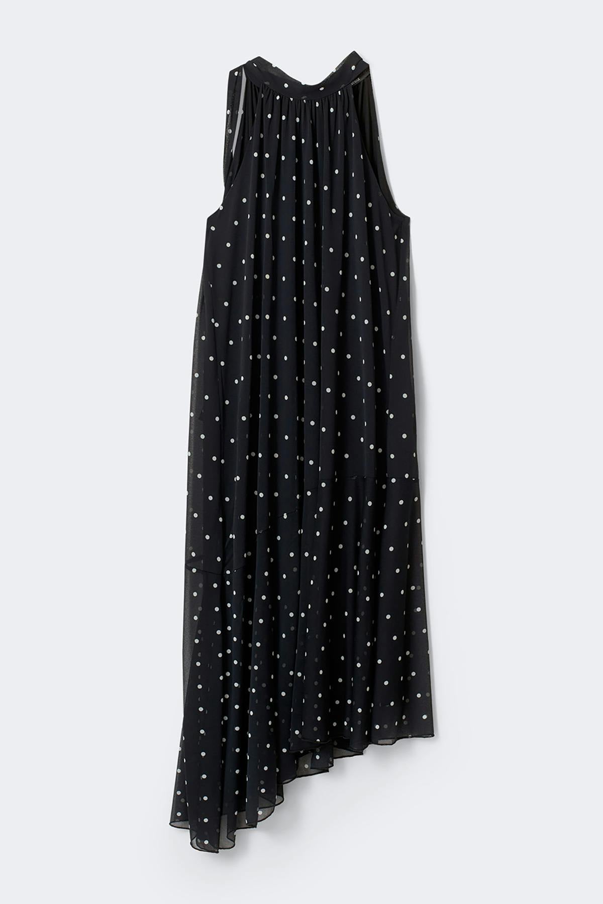 Halterneck asymmetric dress