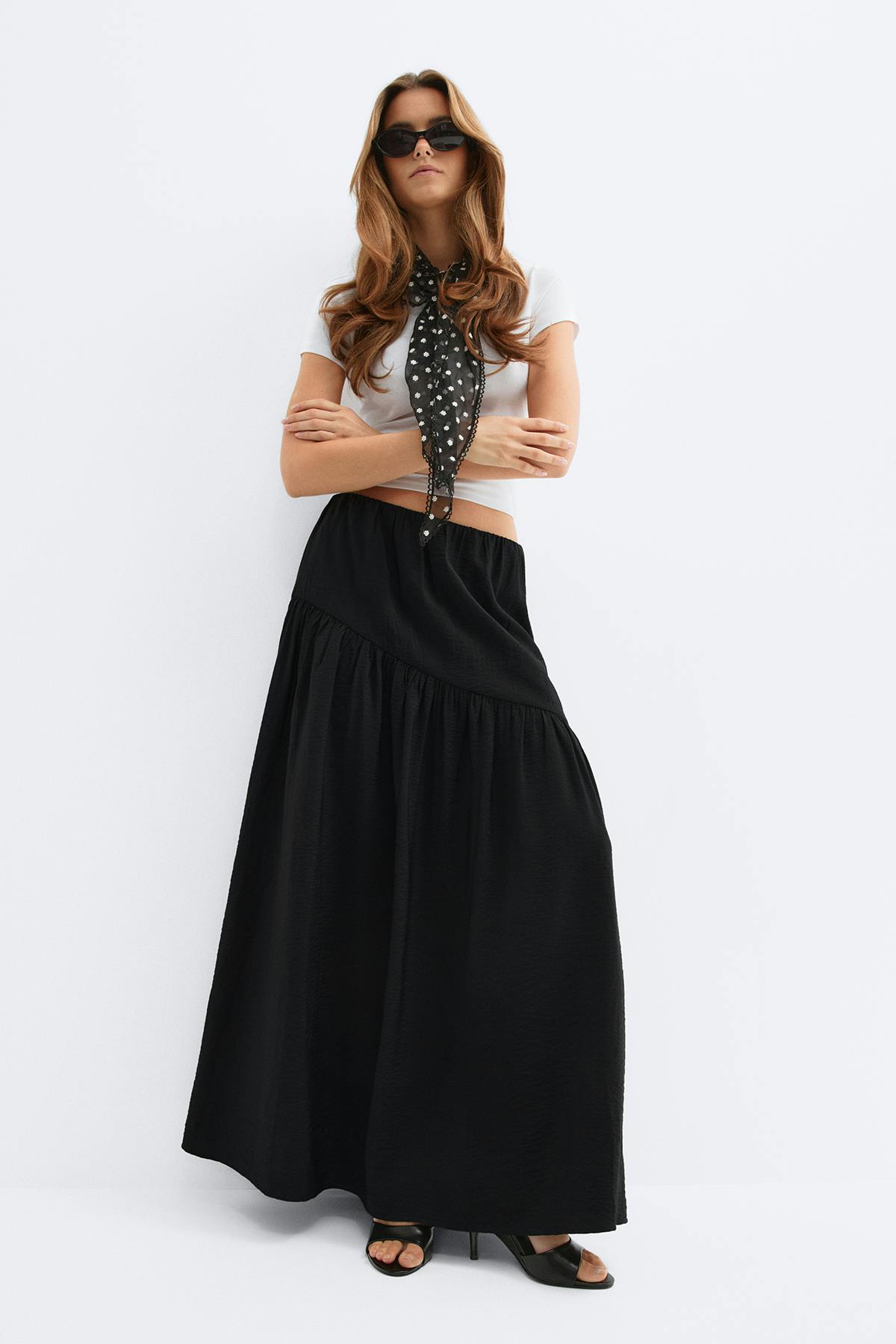 Dropped waist skirt