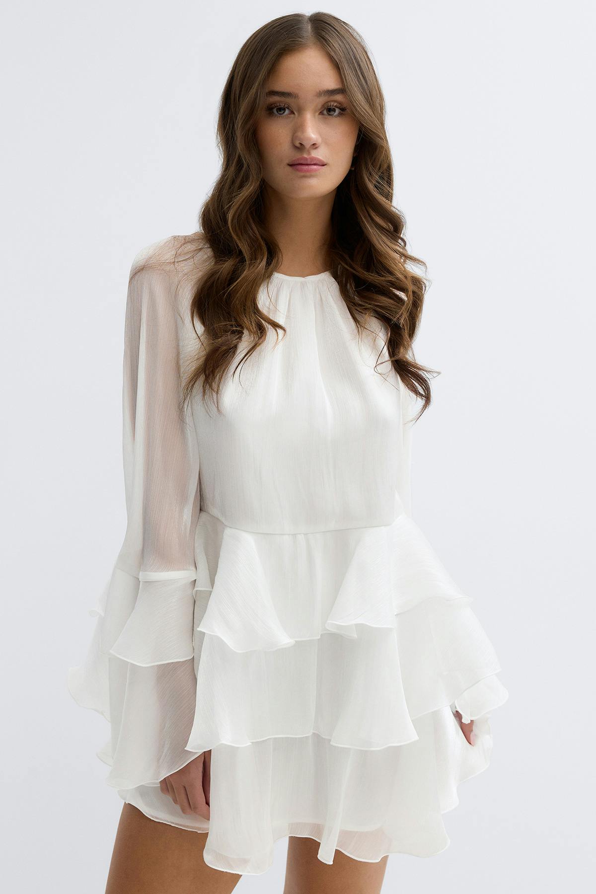 Flowy frill mini dress