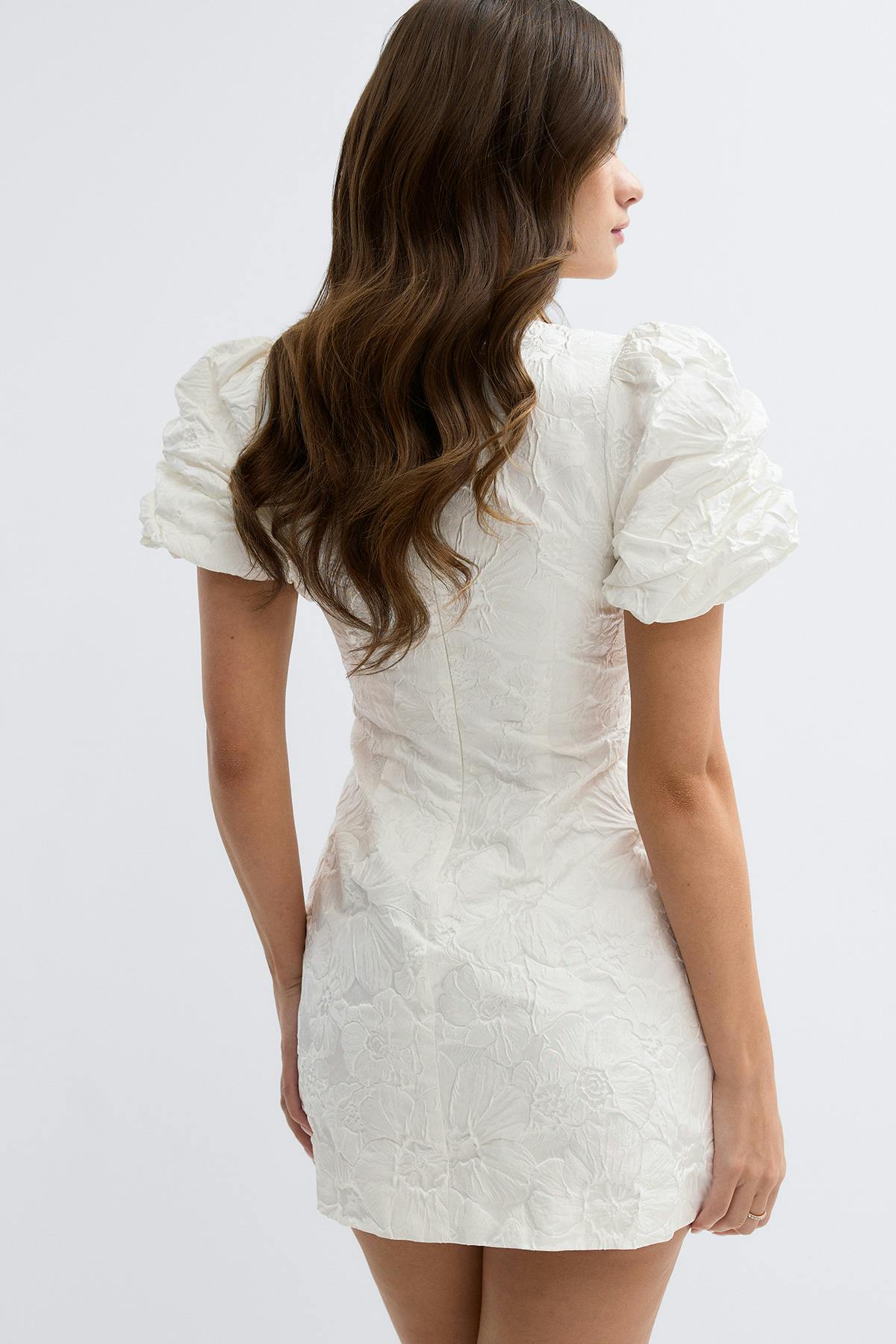 Brocade puffsleeve mini dress