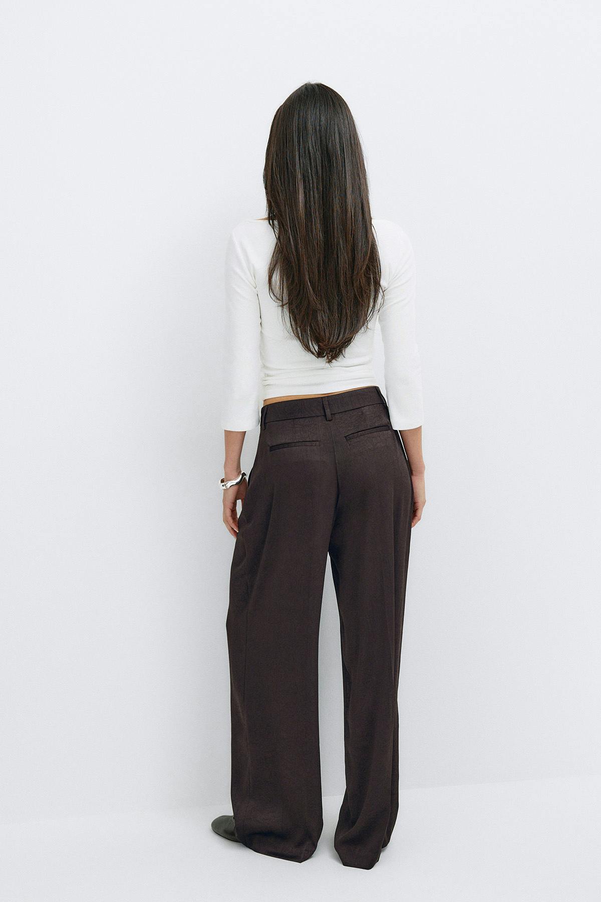Pleated satin trousers