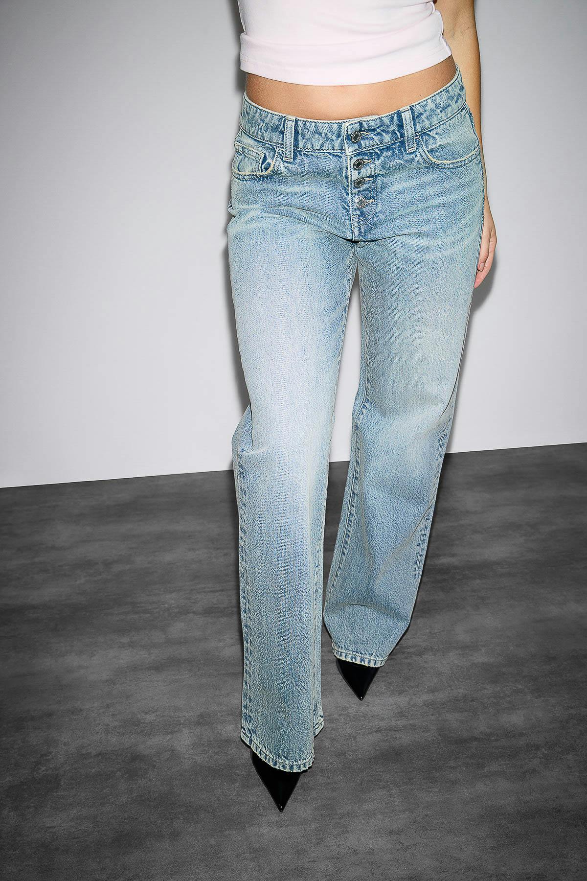 Rebel button wide jeans