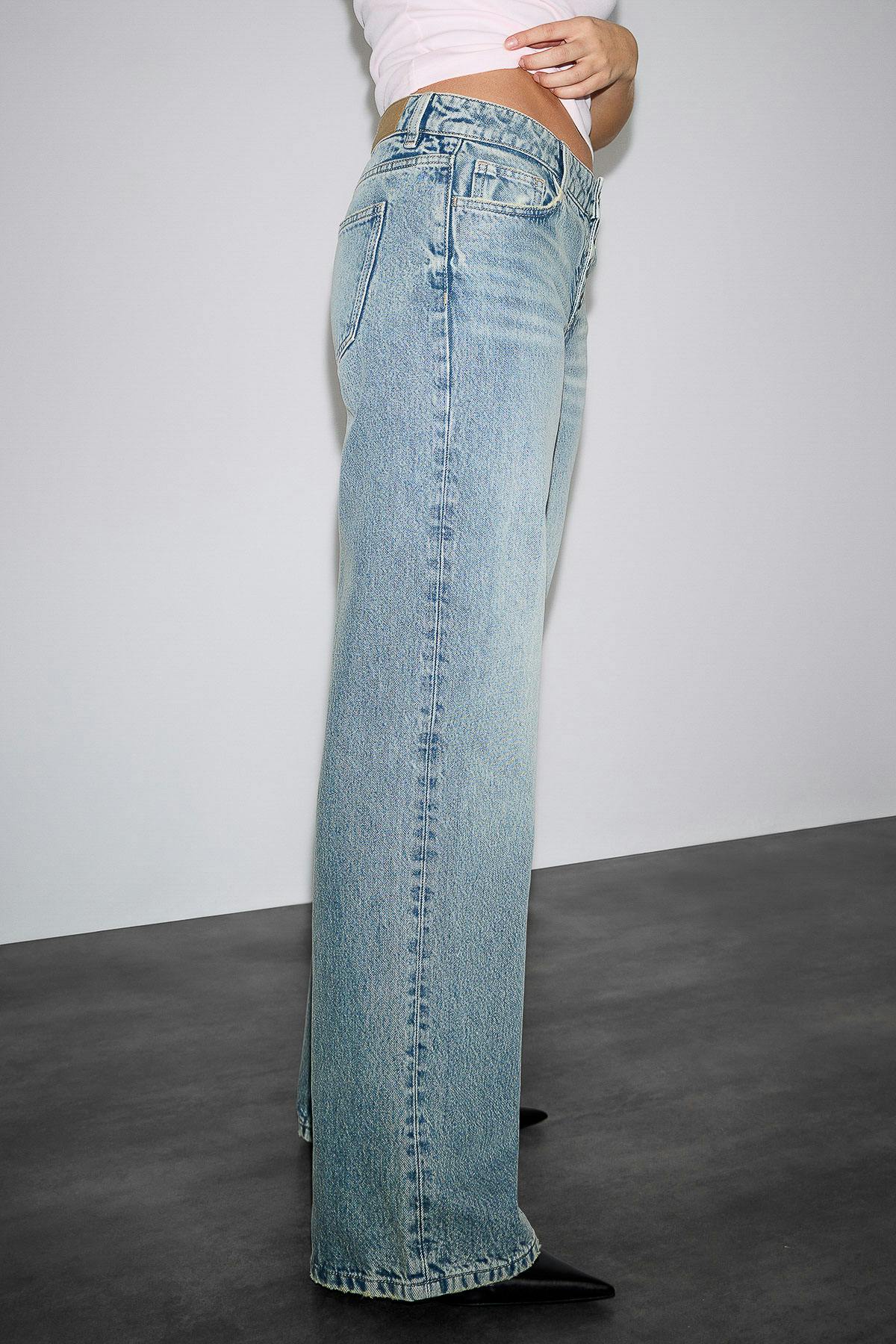 Rebel button wide jeans