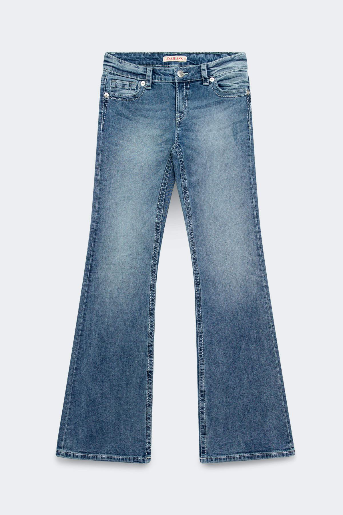 Glow rise flare petite jeans