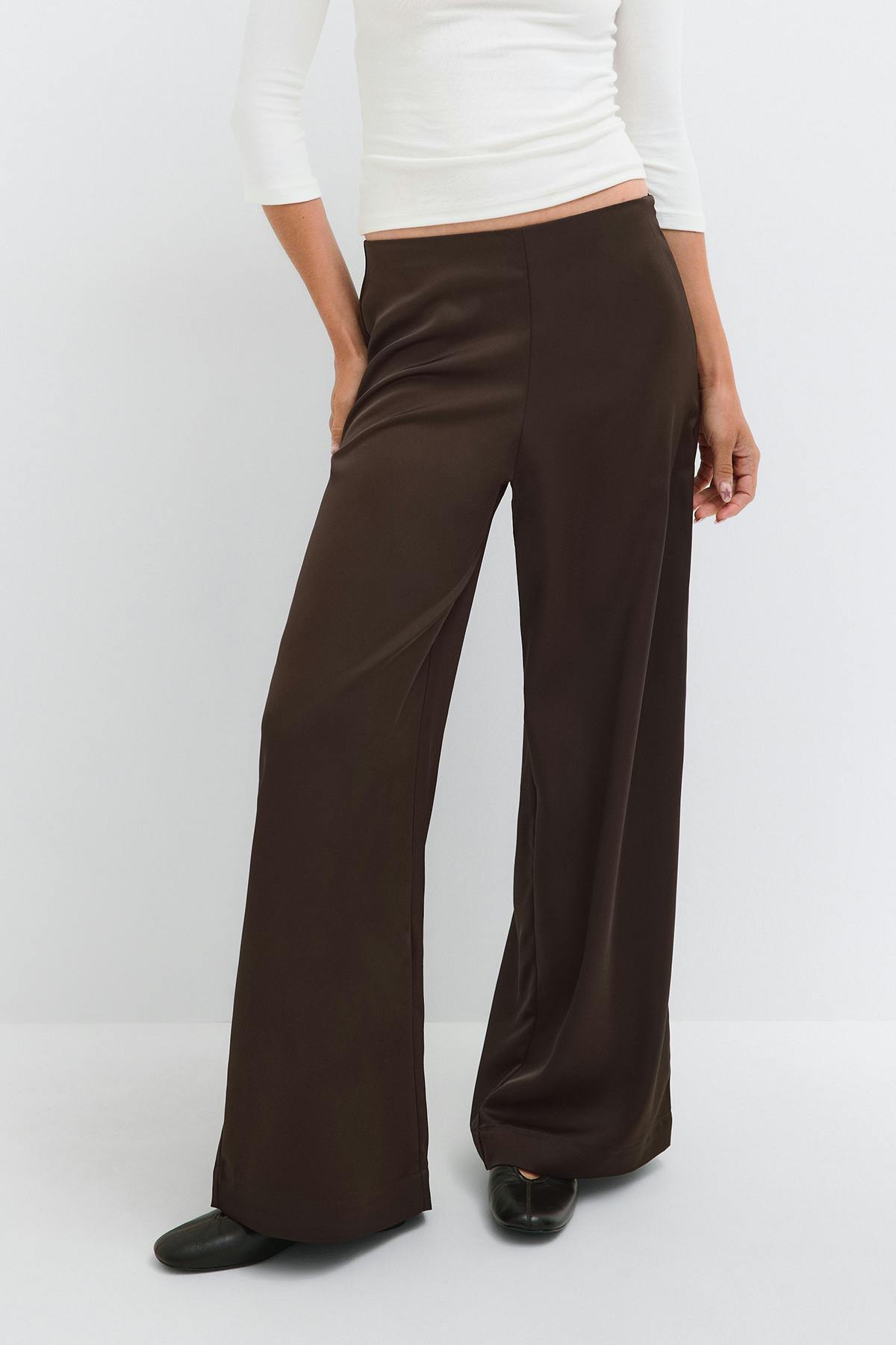 Glow straight satin trousers