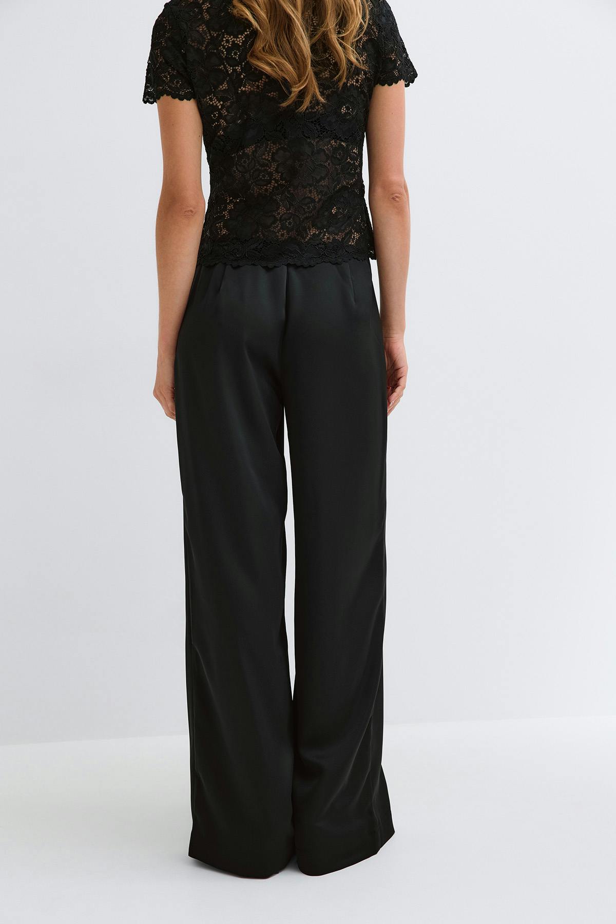 Glow straight satin trousers