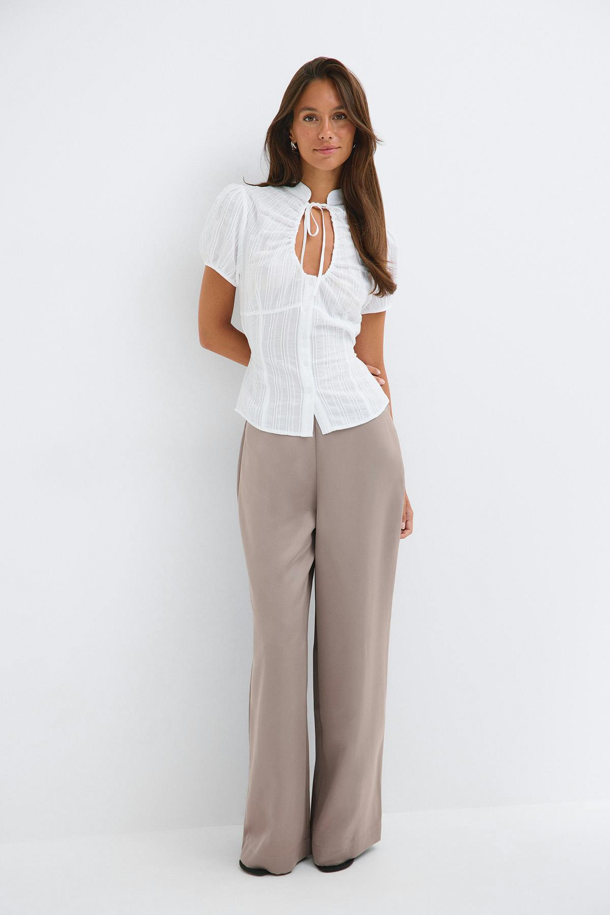 Glow straight satin trousers