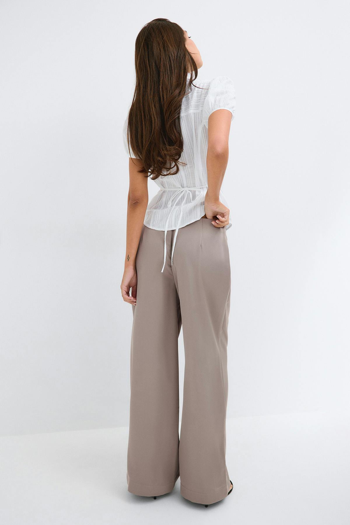 Glow straight satin trousers