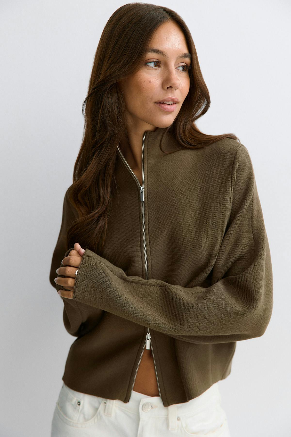 Knitted zip jacket