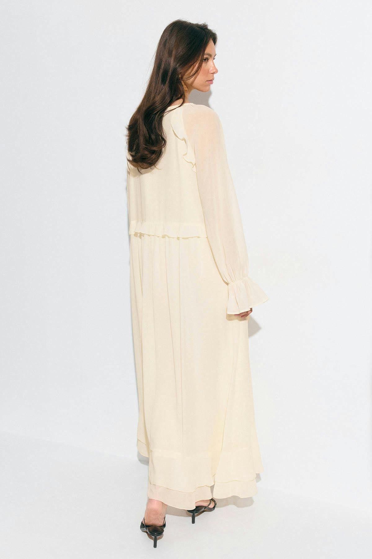 Chiffon maxi long sleeve dress
