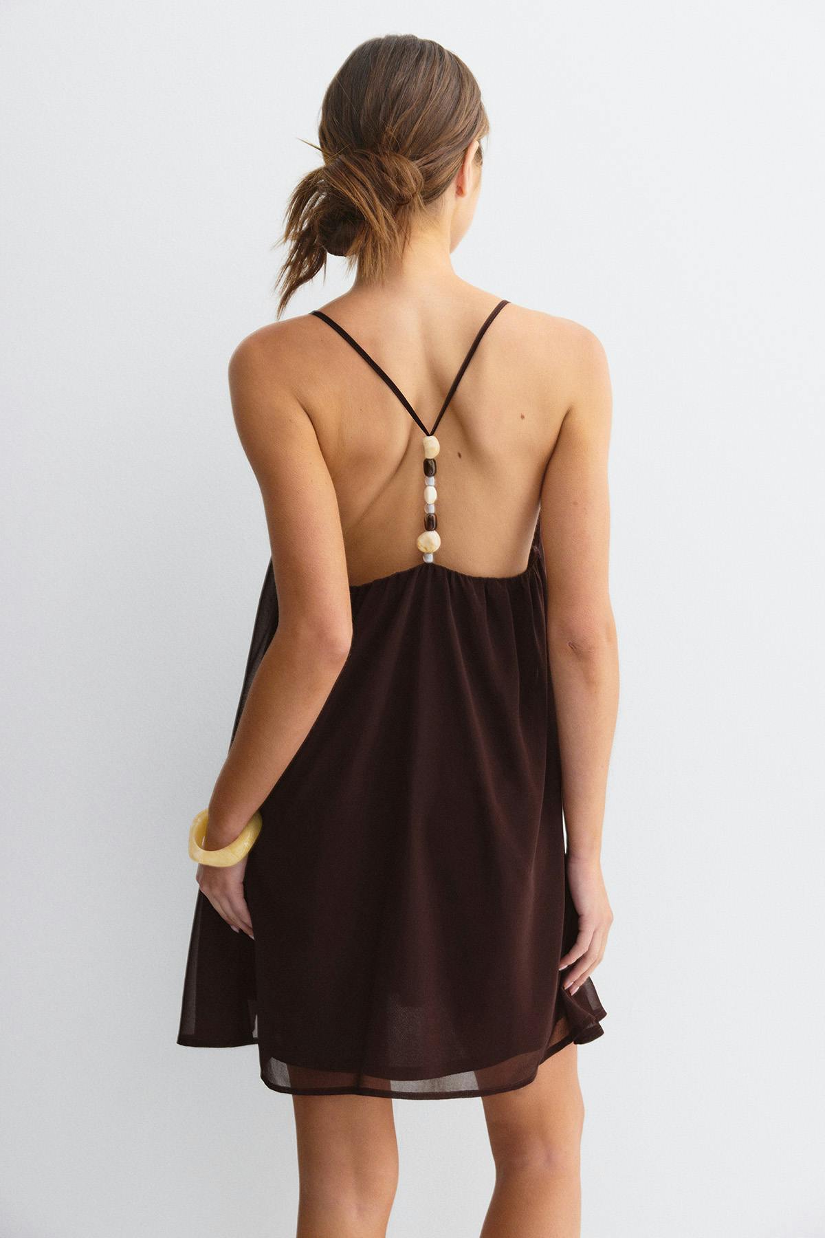 Beaded chiffon mini dress