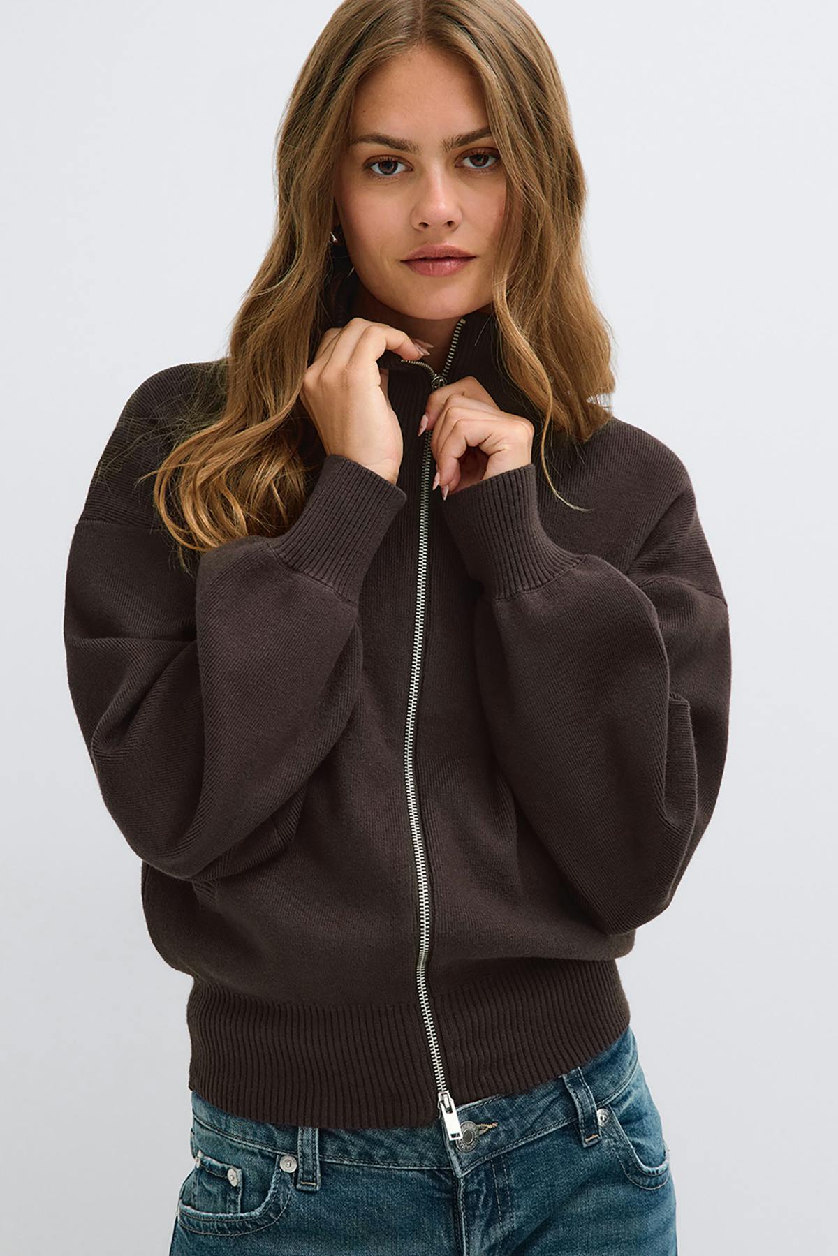 Double zip knitted cardigan