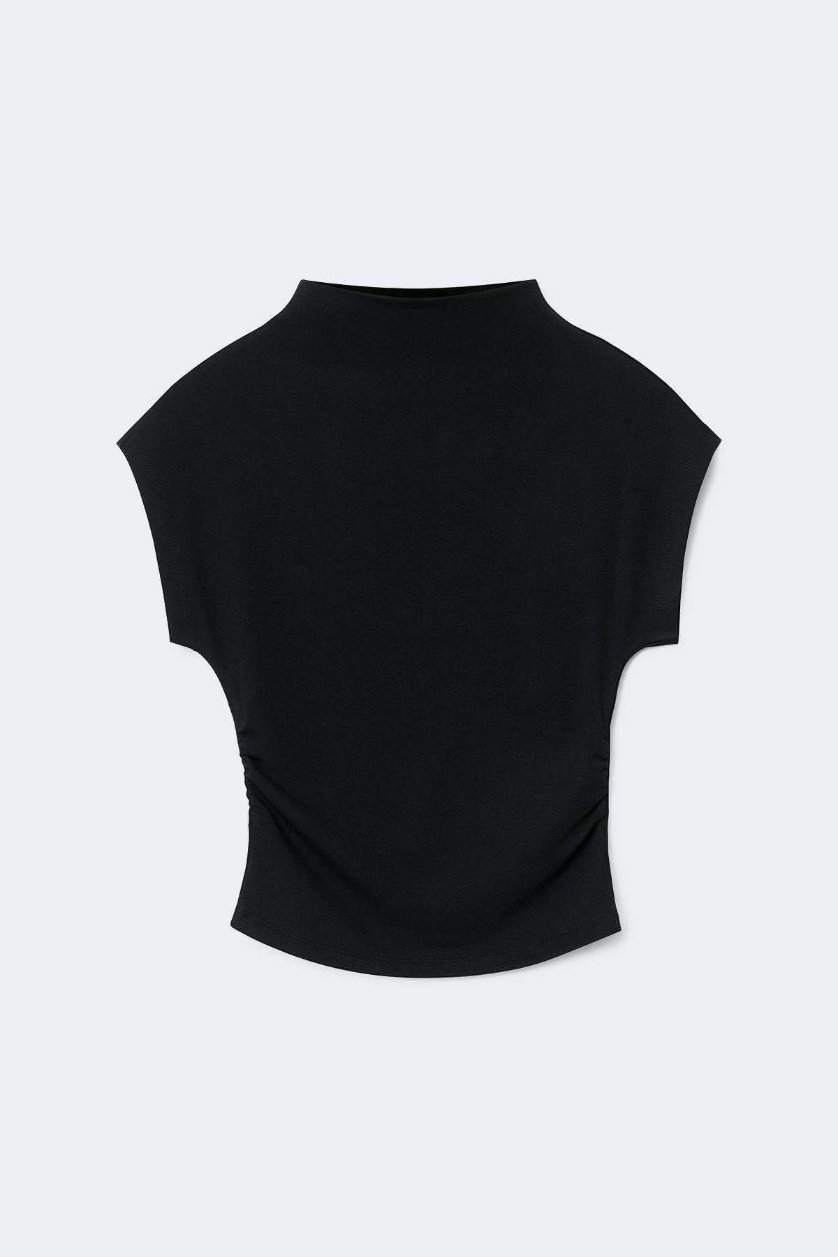 Ruched funnel neck top
