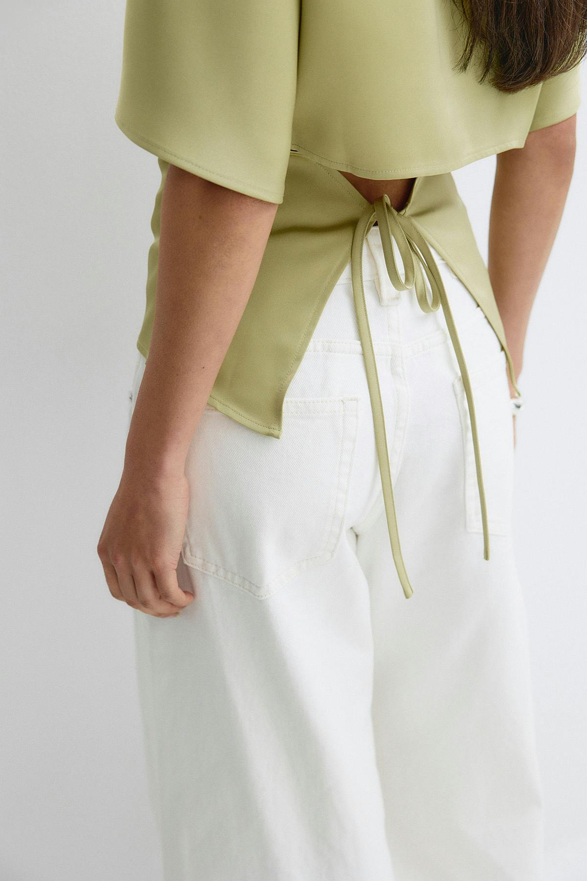 Open back satin blouse