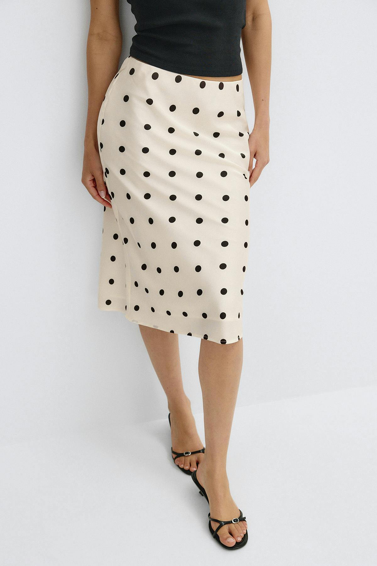 Satin midi skirt