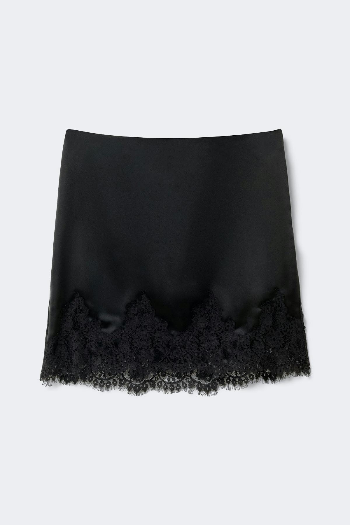 Lace satin mini skirt