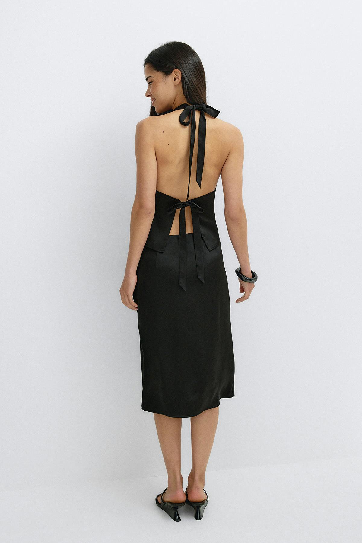 Satin tie back halterneck top