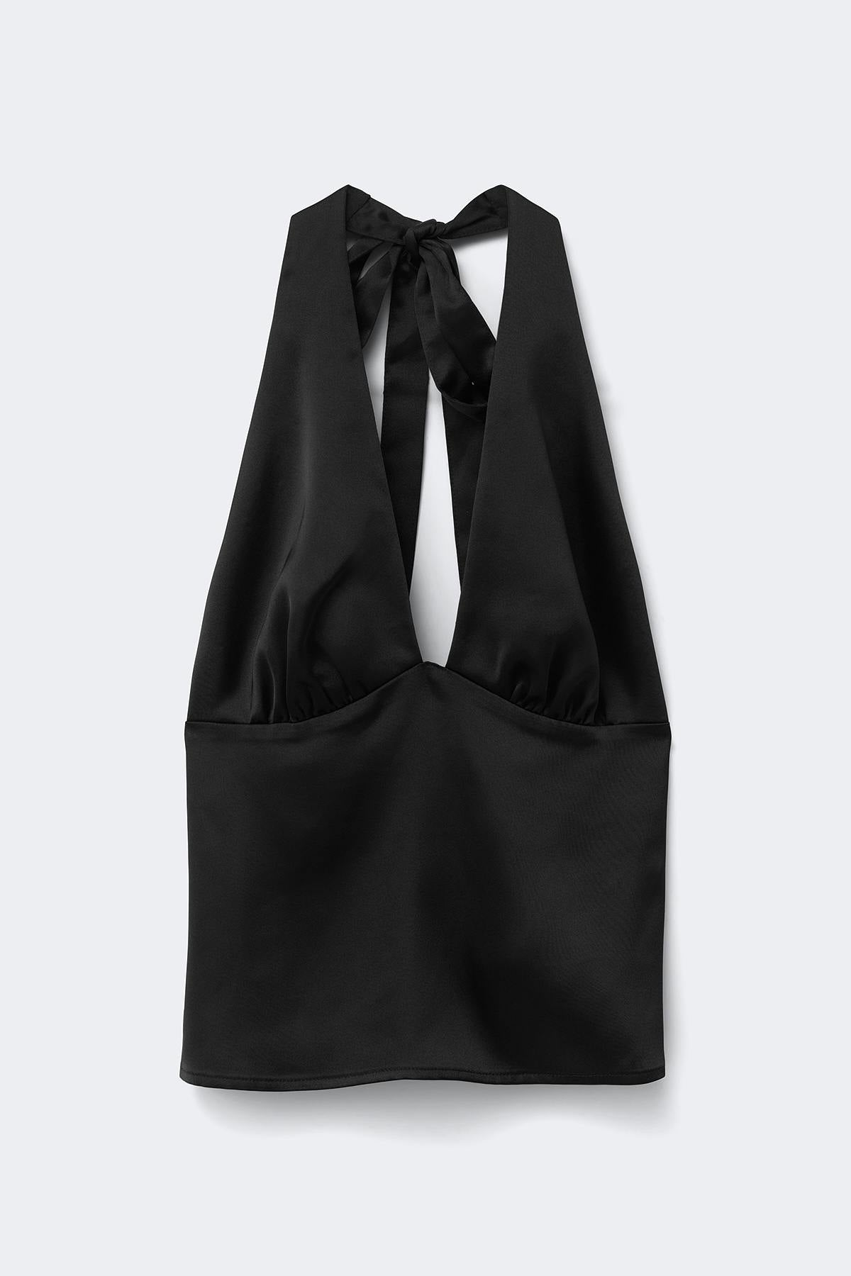 Satin tie back halterneck top