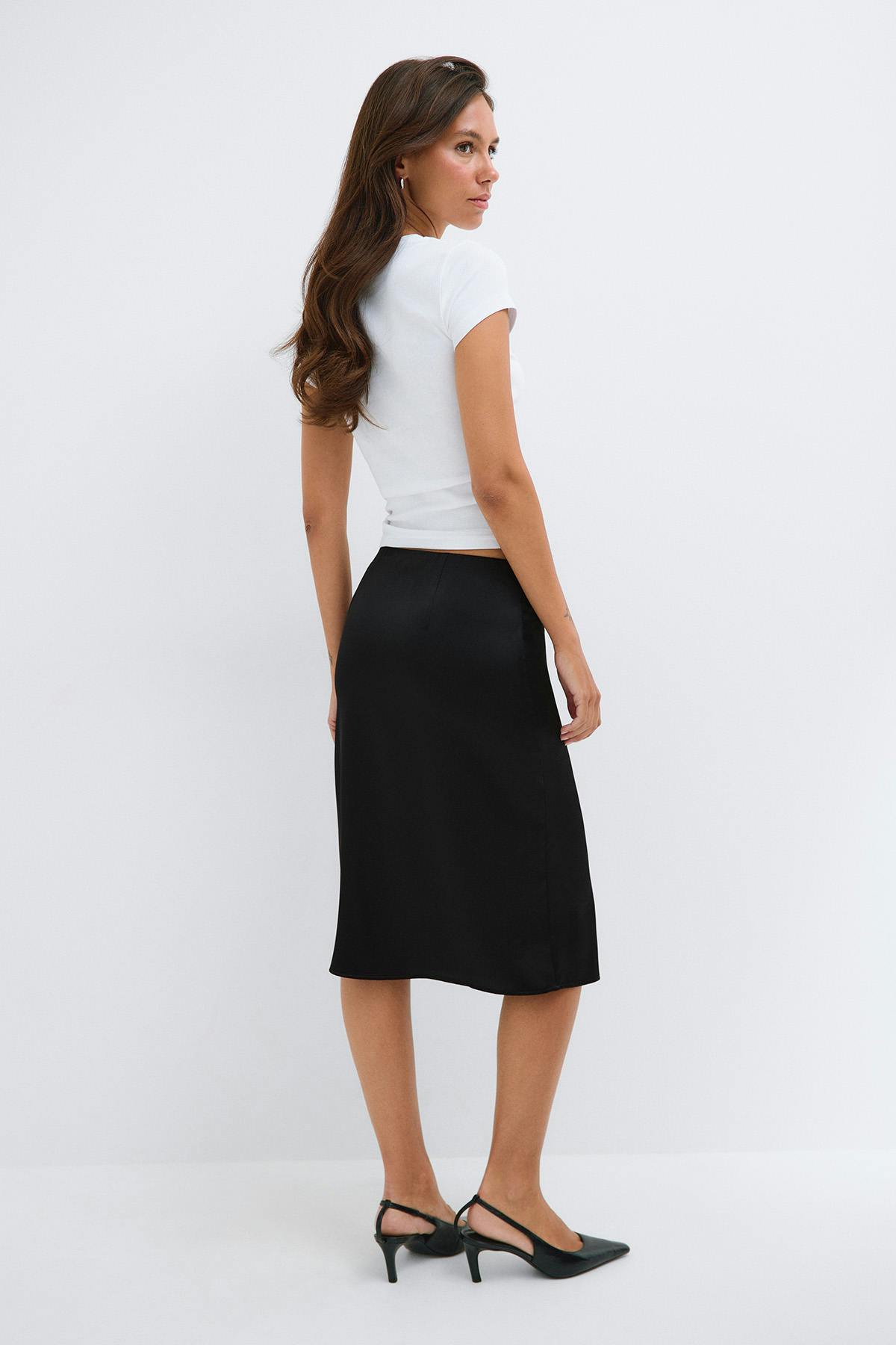 Satin midi skirt