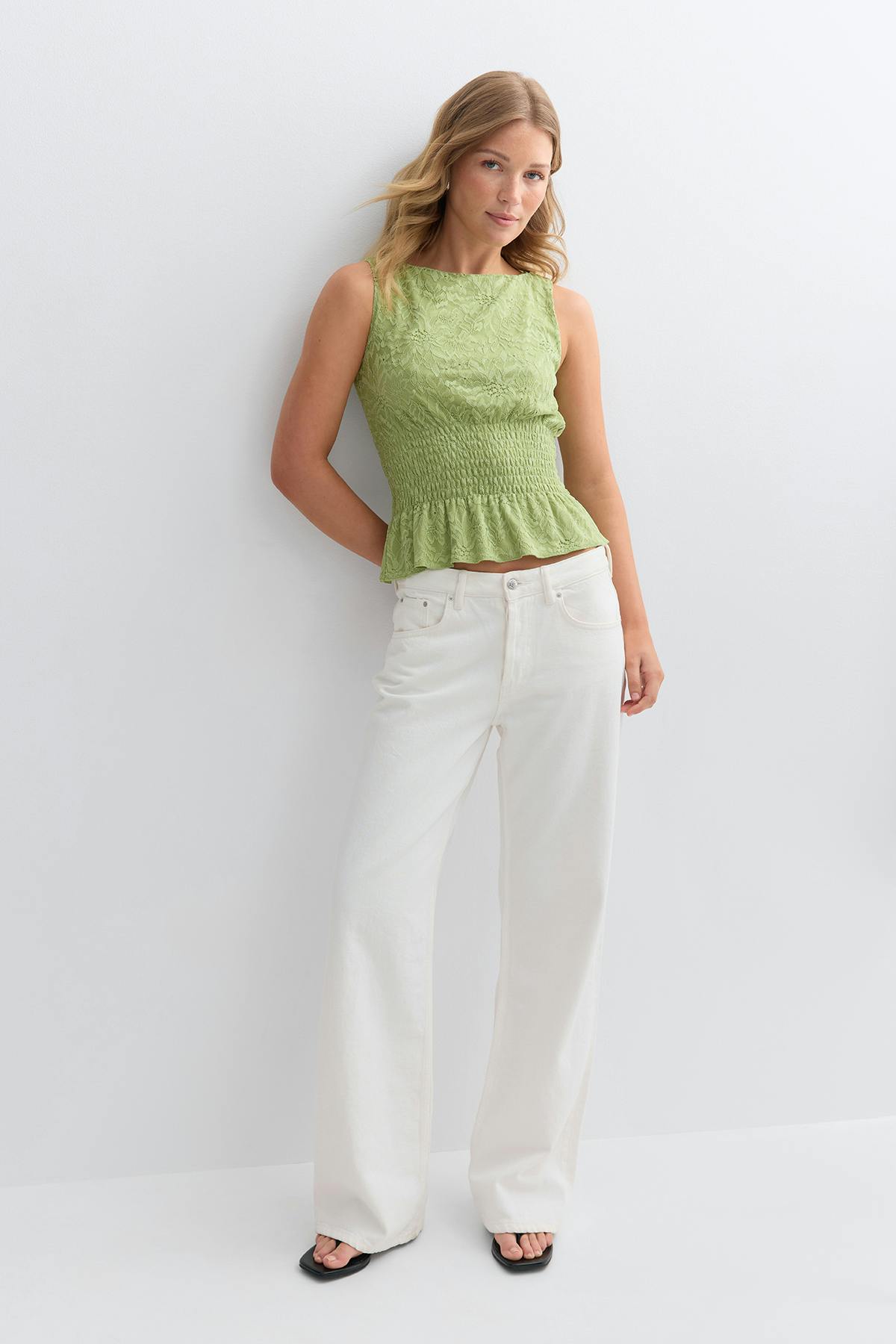 Lace smock top