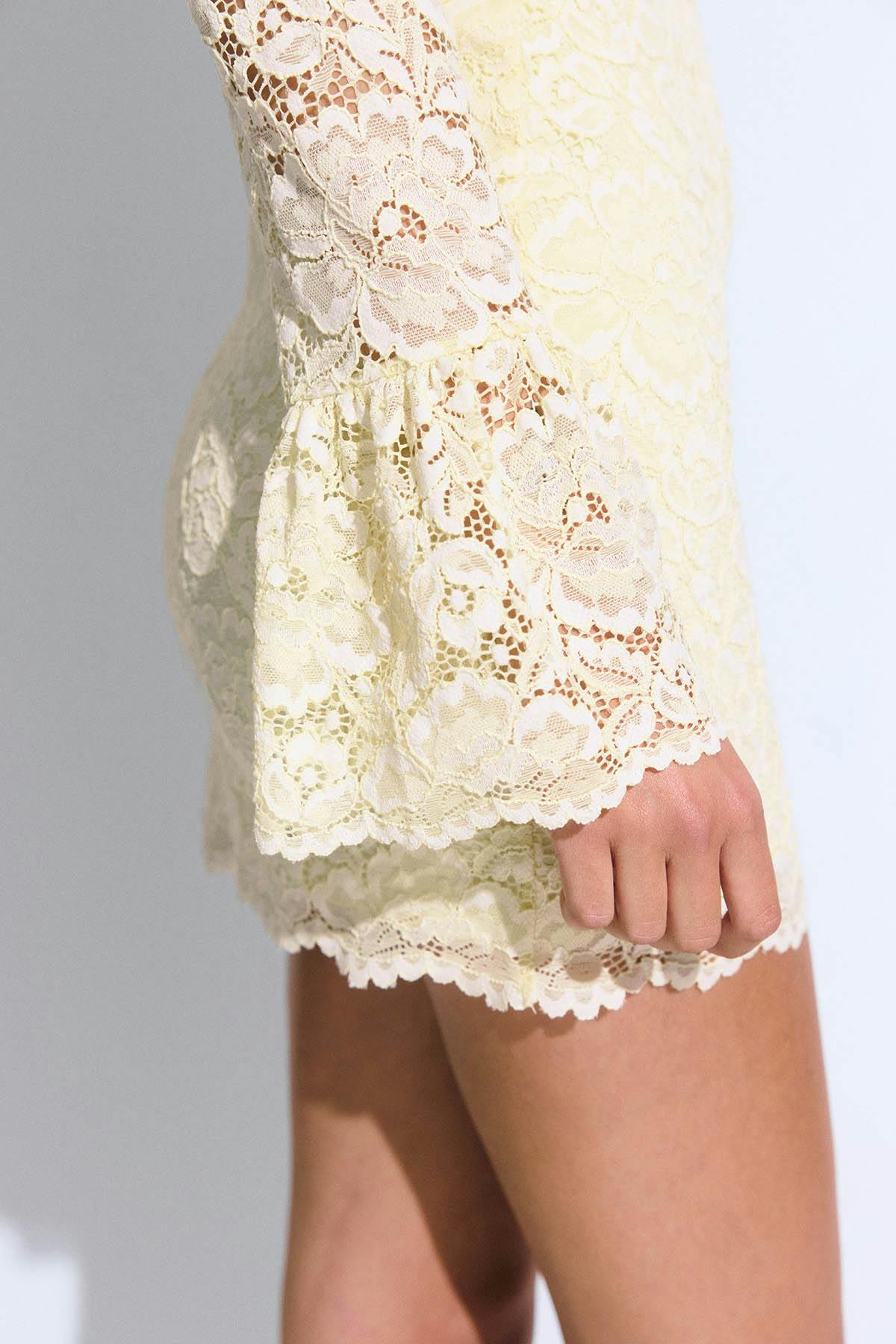 Lace keyhole mini dress