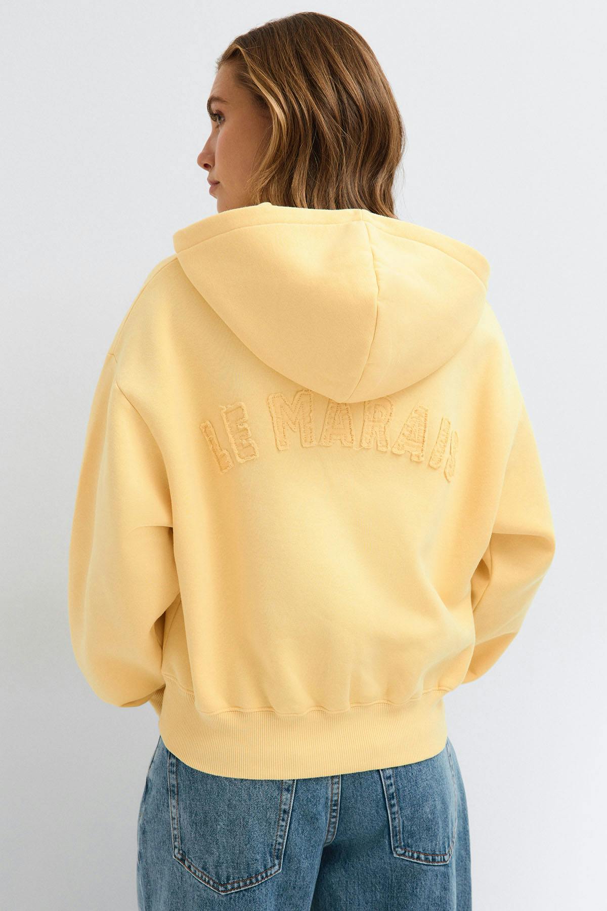Cropped embroidery hoodie