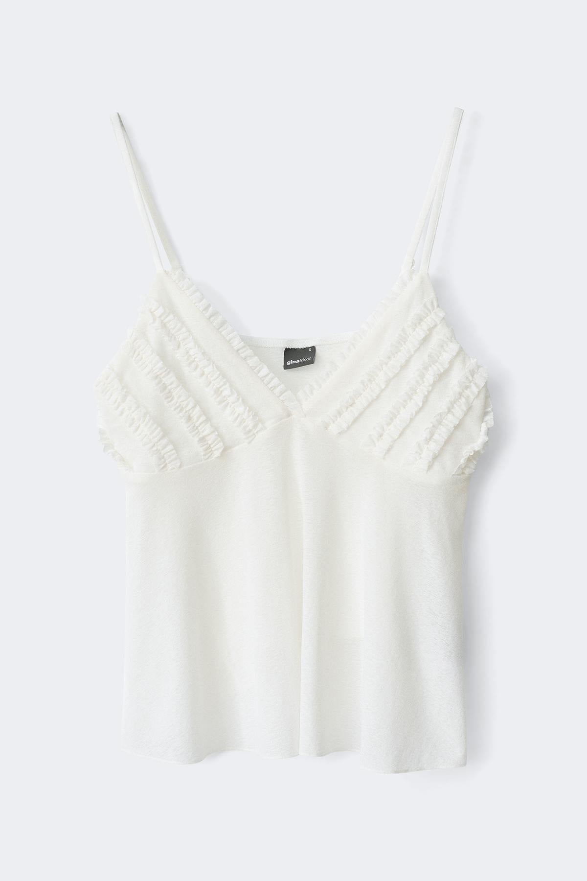 Sheer ruffle strap singlet