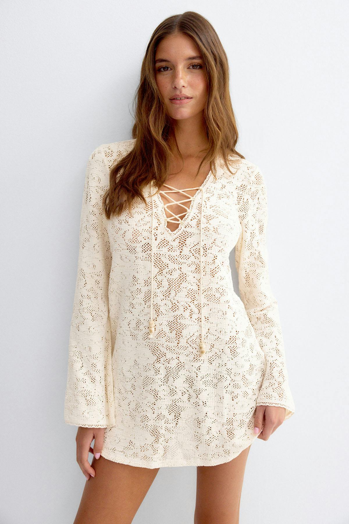 Beach crochet lacing dress