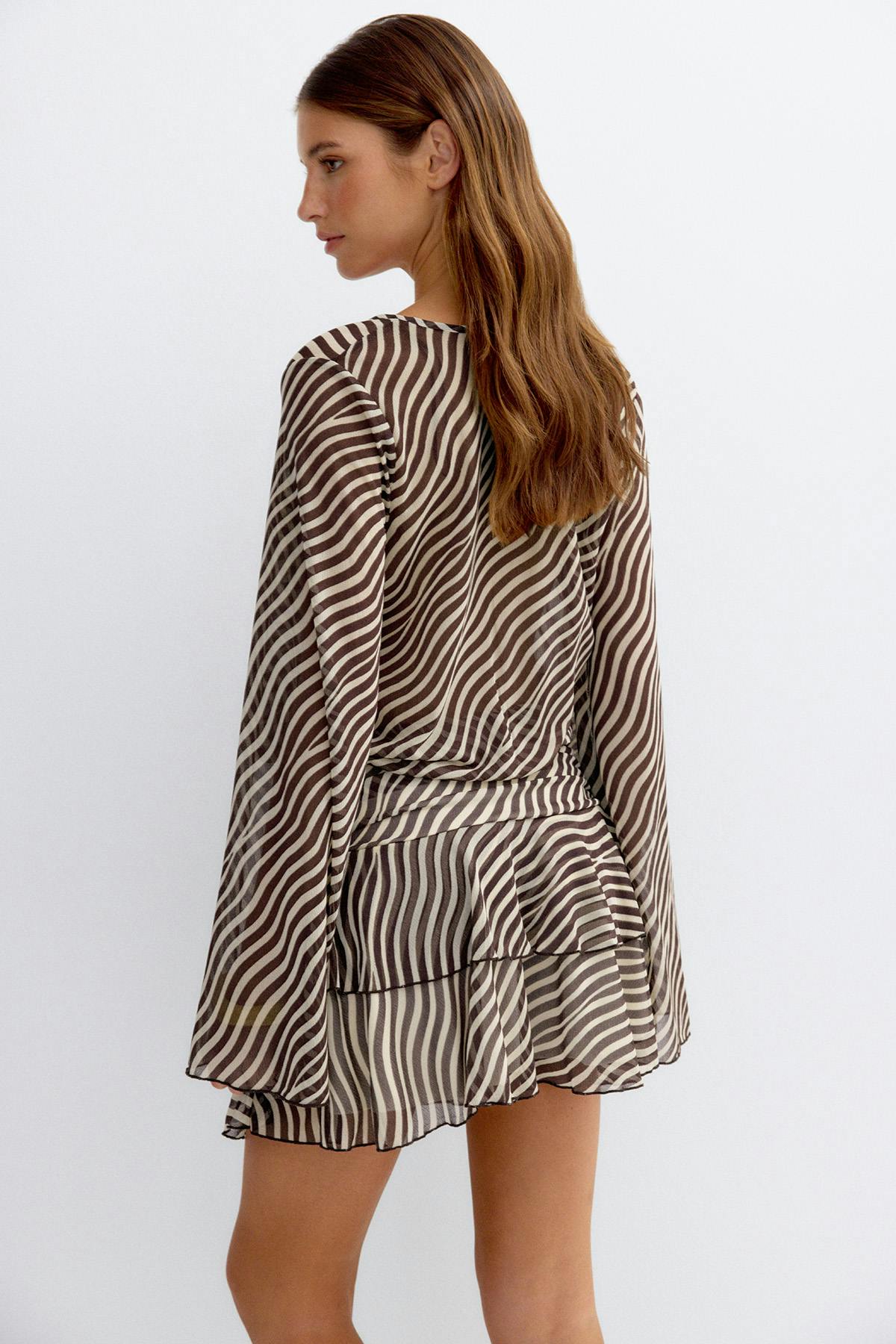 Sheer wide sleeve mini dress