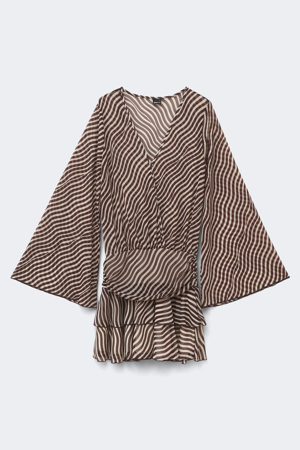 Sheer wide sleeve mini dress