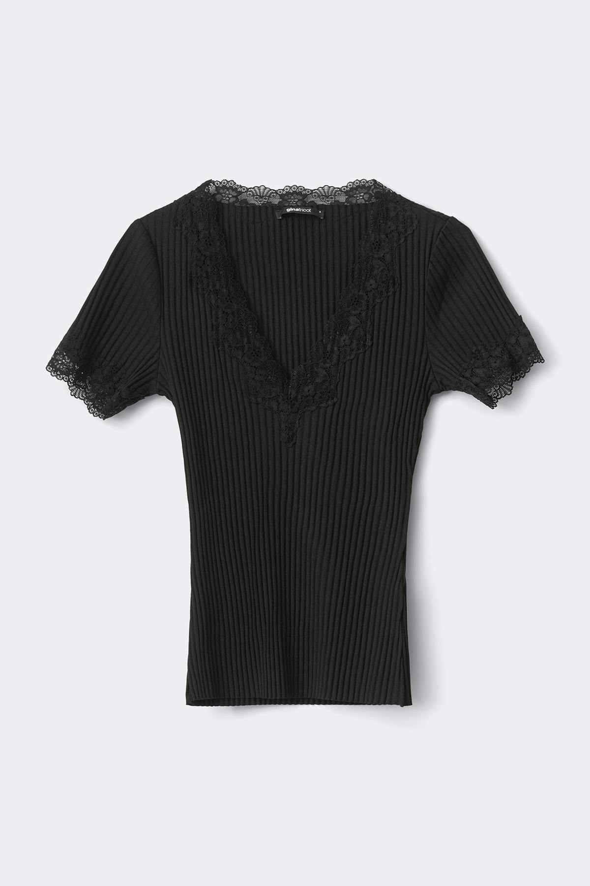 Lace detail rib top