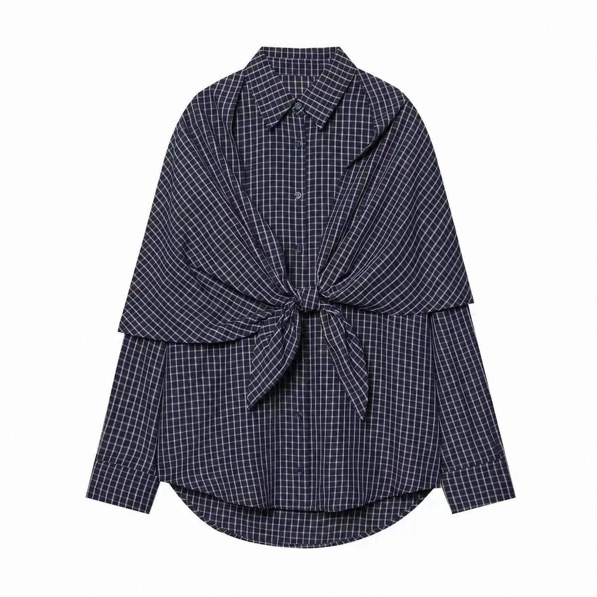 Vintage Century Plaid Scarf-Tie Shirt