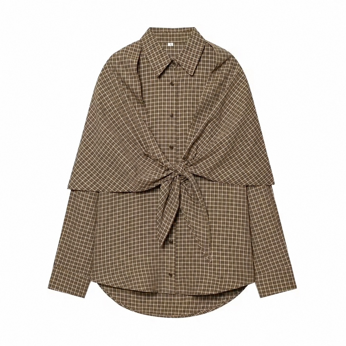 Vintage Century Plaid Scarf-Tie Shirt