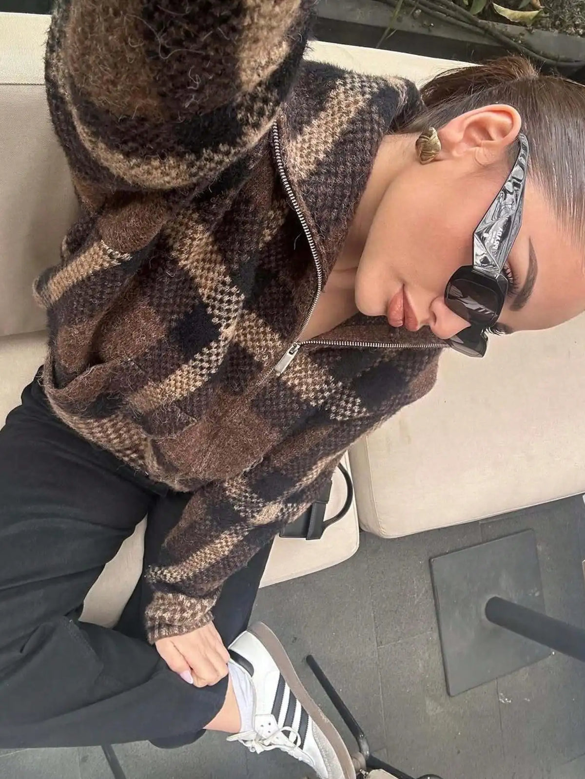 Jacques Vintage Plaid Knit Jacket