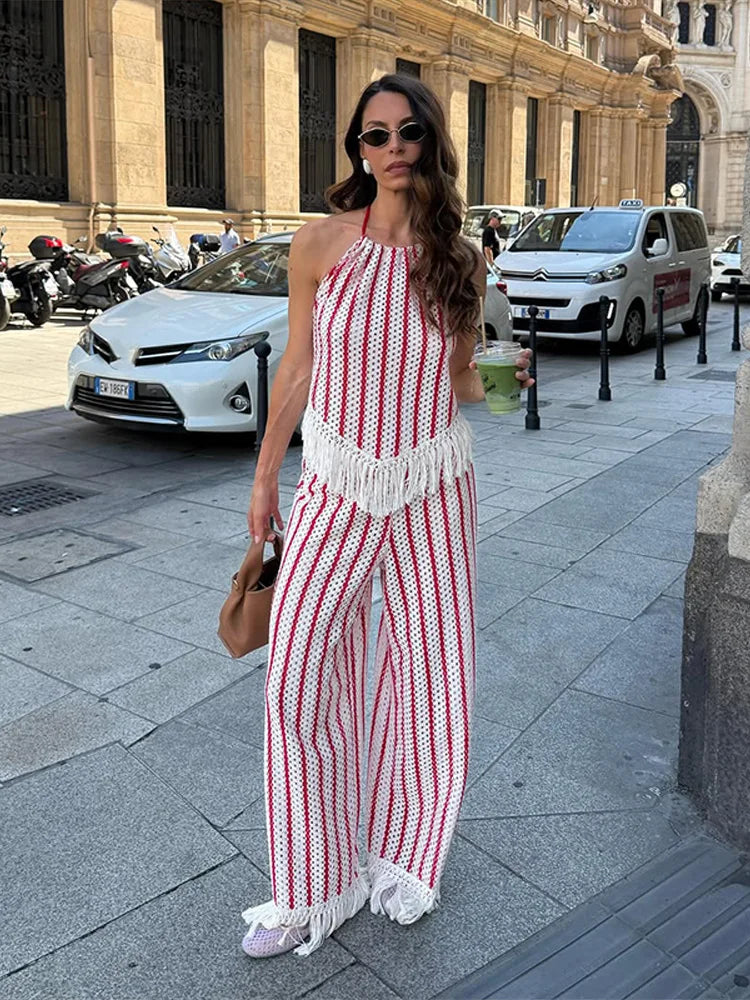 Kendall Striped Fringe Two-Piece Set