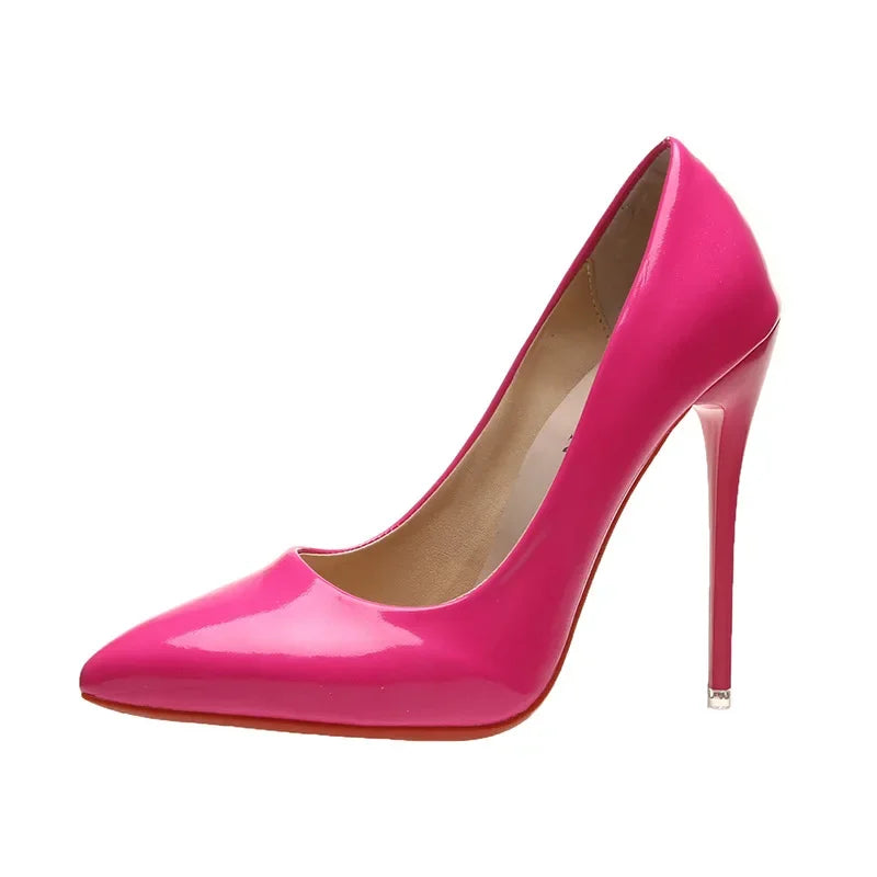 Sexy String Bead Patent Leather Women Sandals Ankle Strap Stiletto Pumps Pointed Toe Sexy Stiletto Heel Shoes Customize35-45