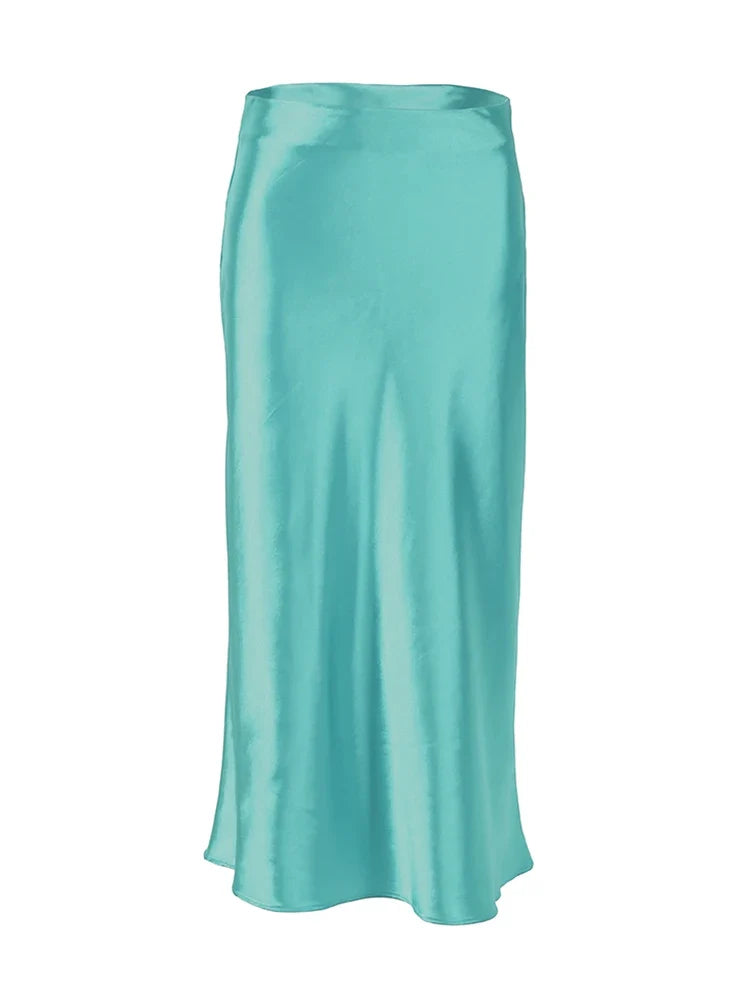 Diana Tricot Satin Midi Skirt