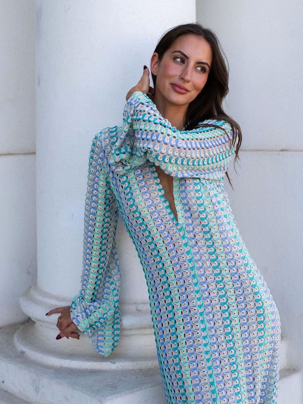 Marbelle Crochet Stripe Maxi Dress